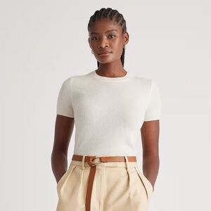 Quince Mongolian Cashmere Sweater Tee in Ivory